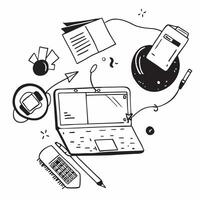 Top view of a workspace with a laptop and sticky notes symbolizing digital productivity in double exposure with copy space concept as A top view of a workspace with a laptop and s Clear Set 2 vector