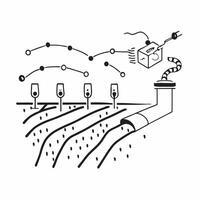 Top view of a vineyard with automated pruning overlay symbolizing smart vineyard management in double exposure with copy space concept as A top view of a vineyard intertwined with Clear vector