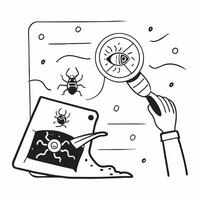 Top view of a field with pest monitoring overlay symbolizing smart pest management in double exposure with copy space concept as A top view of a field intertwined with pest monito Clear vector
