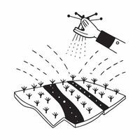 Top view of a field with drone seeding overlay symbolizing innovative planting in double exposure with copy space concept as A top view of a field intertwined with a drone seeding Clear vector