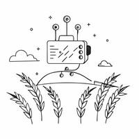 Top view of a wheat field with machine learning overlay symbolizing data driven farming in double exposure with copy space concept as A top view of a wheat field intertwined with Clear vector