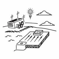 Top view of a field with automated irrigation overlay symbolizing smart irrigation systems in double exposure with copy space concept as A top view of a field blended with automat Clear vector
