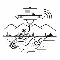 Top view of a farm with VR technology overlay symbolizing virtual agricultural training in double exposure with copy space concept as A top view of a farm blended with VR technolo Clear vector