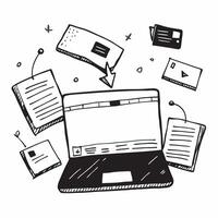 Top view of a desk with a monitor and sticky notes symbolizing task management in double exposure with copy space concept as A top view of a desk with a monitor and sticky notes i Clear vector