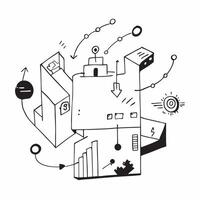 Top view of a cityscape with overlay of tech symbols symbolizing digital transformation in double exposure with copy space concept as A top view of a cityscape blended with tech s Clear Set 10 vector