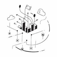 Top view of a cityscape with overlay of tech symbols symbolizing digital transformation in double exposure with copy space concept as A top view of a cityscape blended with tech s Clear Set 2 vector