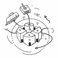 Top view of a cityscape with overlay of tech symbols symbolizing digital transformation in double exposure with copy space concept as A top view of a cityscape blended with tech s Clear Set 9 vector