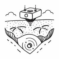Top view of a crop field with UAV survey overlay symbolizing unmanned aerial farming in double exposure with copy space concept as A top view of a crop field intertwined with a UA Clear vector