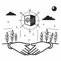 Top view of a cornfield with blockchain overlay symbolizing transparent supply chains in double exposure with copy space concept as A top view of a cornfield blended with blockcha Clear vector
