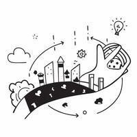 Top view of a cityscape with overlay of tech symbols symbolizing digital transformation in double exposure with copy space concept as A top view of a cityscape blended with tech s Clear Set 5 vector