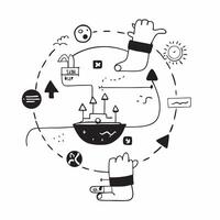 Top view of a city with water management symbols overlay symbolizing urban water solutions in double exposure with copy space concept as A top view of a city blended with water ma Clear vector