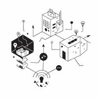 Top view of a city with smart grid overlay symbolizing intelligent infrastructure in double exposure with copy space concept as A top view of a city blended with a smart grid repr Clear vector