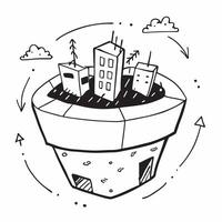 Top view of a city with overlay of green spaces symbolizing sustainable urban planning in double exposure with copy space concept as A top view of a city blended with green spaces Clear vector