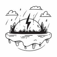 Thunderstorm Over Tropical Island concept as A tropical island experiences the majestic fury of a thunderstorm with vivid lightning piercing the sky in Photo Stock Concept Clear Set 2 vector