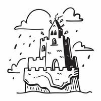 Thunderstorm Over Historical Castle concept as A historical castle stands resilient as a thunderstorm unleashes its fury merging history with dramatic weather in Photo Stock Conce Clear Set 2 vector