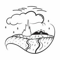 Thunder Rolling Over Rural Village concept as A small village experiences the awe inspiring power of a thunderstorm rolling in over the hills in Photo Stock Concept Clear vector
