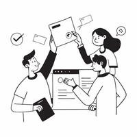 Team Meeting on Blockchain Development concept as A group of tech professionals strategizing over blockchain project developments in Photo Stock Concept Clear vector