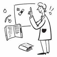 Teacher using enthusiastic gestures to explain a concept in class concept as A teacher using enthusiastic gestures to explain a concept in class emphasizing positive body language Clear vector