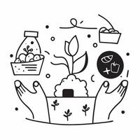 Sustainable Food Sources Tiles concept as Tiles celebrating sustainable food sources that support zero waste goals such as permaculture gardens and farms in Photo Stock Concept Clear vector