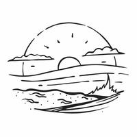 Sunrise over a peaceful beach with gentle waves concept as A sunrise over a peaceful beach with gentle waves with ample copyspace for text symbolizing the calm and fresh start of s Clear vector