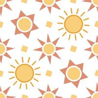 Summer bright seamless pattern with abstract sun shapes and geometric color blocks for a modern summer aesthetic concept as Modern summer pattern with abstract sun shapes and geome Clear vector