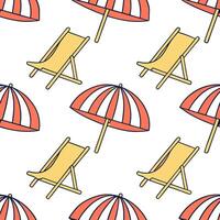 Summer bright seamless pattern with colorful umbrellas and beach chairs for a relaxing coastal design concept as Relaxing beach pattern with colorful umbrellas and beach chairs per Clear vector