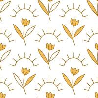 Subtle spring sunshine seamless pattern with soft sun rays and light golden tones for gentle spring designs concept as Subtle spring sunshine pattern with light golden rays and sof Clear vector