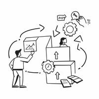 Streamlining Supply Chain Operations concept as Professionals work on streamlining supply chain operations to enhance efficiency and reduce lead times in Photo Stock Concept Clear vector