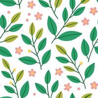 Spring nature seamless pattern with vibrant foliage and small blossoms for a fresh lively garden aesthetic concept as Fresh spring nature pattern featuring vibrant foliage and smal Clear vector