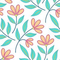 Springtime abstract floral seamless pattern with fluid shapes and vibrant hues for artistic compositions concept as Artistic floral pattern with abstract shapes and vibrant colors Clear vector