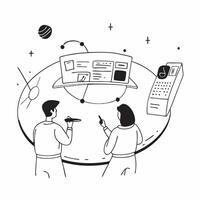 Spacecraft Simulation Training concept as Space engineers participate in spacecraft simulation training to prepare for real world space mission challenges in Photo Stock Concept Clear Set 2 vector
