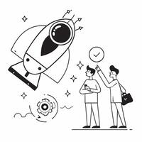 Space Weather Monitoring concept as Scientists analyze space weather data to predict solar activity and protect satellites and communication systems in Photo Stock Concept Clear Set 2 vector