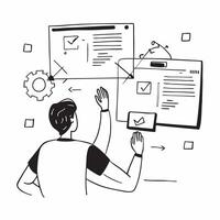 Software Developer Coding for Blockchain concept as A software developer codes new blockchain technology in a modern tech office environment in Photo Stock Concept Clear vector