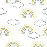 Soft spring sunshine seamless pattern with pastel colors and gentle rays for soothing serene backgrounds concept as Serene spring sunshine pattern with pastel colors and gentle ray Clear vector