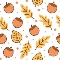 Soft autumn harvest seamless pattern with apples leaves and acorns for a cozy fall inspired aesthetic concept as Cozy autumn harvest pattern with apples leaves and acorns for a sof Clear vector