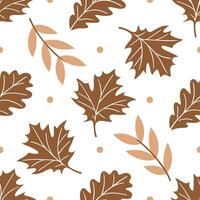 Soft autumn seamless pattern with delicate fall leaves and warm brown tones for a rustic cozy vibe concept as Cozy autumn pattern with soft fall leaves and warm brown tones for a r Clear vector