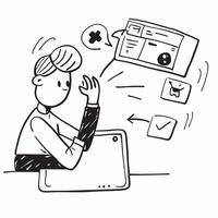 Social Media Distraction at Work concept as A worker distracted by social media during work hours neglecting tasks for online browsing in Photo Stock Concept Clear vector