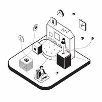 Smart Nursery Technology concept as Parents use smart technology to monitor and care for their baby in a high tech nurserySimple flat illustration in isometric scene Clear Set 2 vector