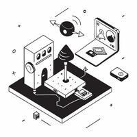 Smart Home Energy Management concept as A smart home setup for managing and reducing energy consumption using advanced technologySimple flat illustration in isometric scene Clear Set 2 vector