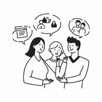 Single mother and her partner leading a discussion on cohabitation and parenting concept as A single mother and her partner confidently leading a discussion on cohabitation and par Clear vector
