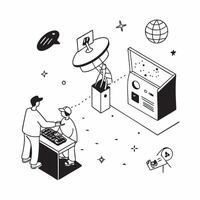Simple flat design icon Zero Gravity Experimentation concept as Researchers conduct zero gravity experiments on the International Space Station to study the effects on various mate Clear Set 2 vector
