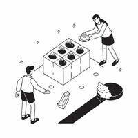 Simple flat design icon Volunteers setting up a community composting site concept as Volunteers setting up a community composting site highlighting waste reduction sustainability a Clear vector