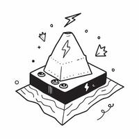 Simple flat design icon Volcano with Lightning concept as Dramatic scene of lightning striking near a volcano during an eruption adding intensity to the explosive event Simple fla Clear vector
