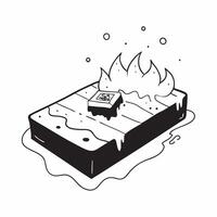 Simple flat design icon Volcanic River of Lava concept as A river of molten lava flowing from an active volcano showcasing the dynamic and fluid nature of molten rock Simple flat Clear vector