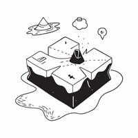 Simple flat design icon Volcanic Archipelago from Above concept as An aerial shot of a volcanic archipelago showcasing the diverse formations and vibrant life on each island Simpl Clear vector