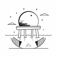 Simple flat design icon Twilight Serenity at the Pier concept as As twilight descends the sunset casts a serene glow over the old pier creating a moment of peaceful reflection fla Clear vector
