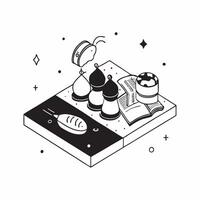 Simple flat design icon Traditional Eid Feast Tiles concept as Tiles depicting traditional Eid feast settings perfect for capturing the culinary aspect of Eid Al Adha flat illustr Clear vector