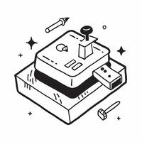 Simple flat design icon Toolshed Workshop Tiles concept as Tiles designed with a toolshed theme reflecting the DIY spirit many fathers enjoy flat illustration in isometric scene Clear vector
