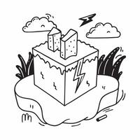 Simple flat design icon Thunder Rolling Over Rural Village concept as A small village experiences the awe inspiring power of a thunderstorm rolling in over the hills flat illustra Clear vector