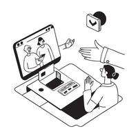 Simple flat design icon Telemedicine Consultation concept as A patient engages in a telemedicine consultation with a healthcare professional to discuss health concerns remotelySim Clear vector